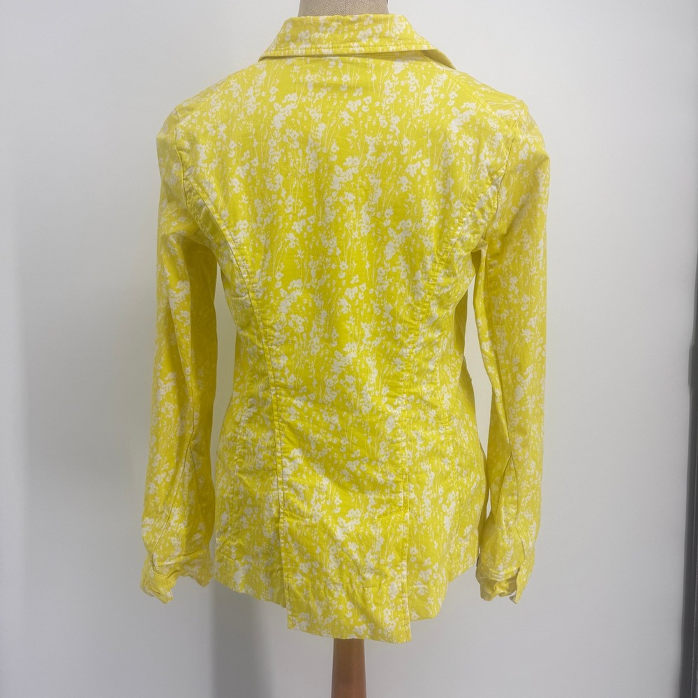 Cabi Utility Jacket Women S Yellow Floral 5160 Button Up Cotton Blend Spring - Picture 3 of 7